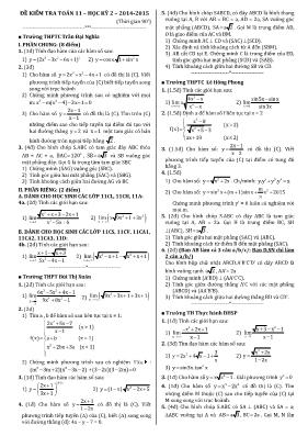 Đề kiểm tra Toán 11  học kỳ 2